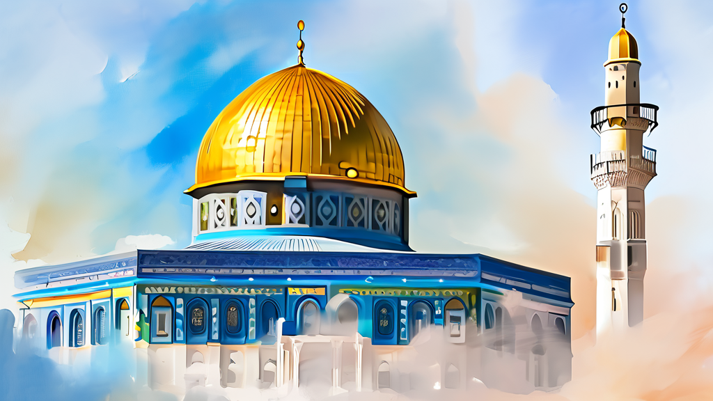 중동 긴장 고조와 세계 경제 영향 (watercolor 스타일)