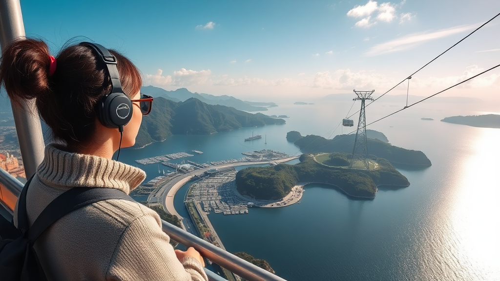 목포 해상케이블카 추천 코스: 고하도와 유달산 (realistic 스타일)