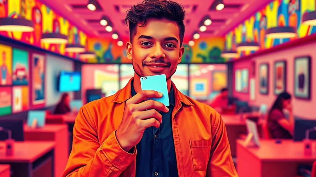 고용센터 방문 및 신청 (popart 스타일)