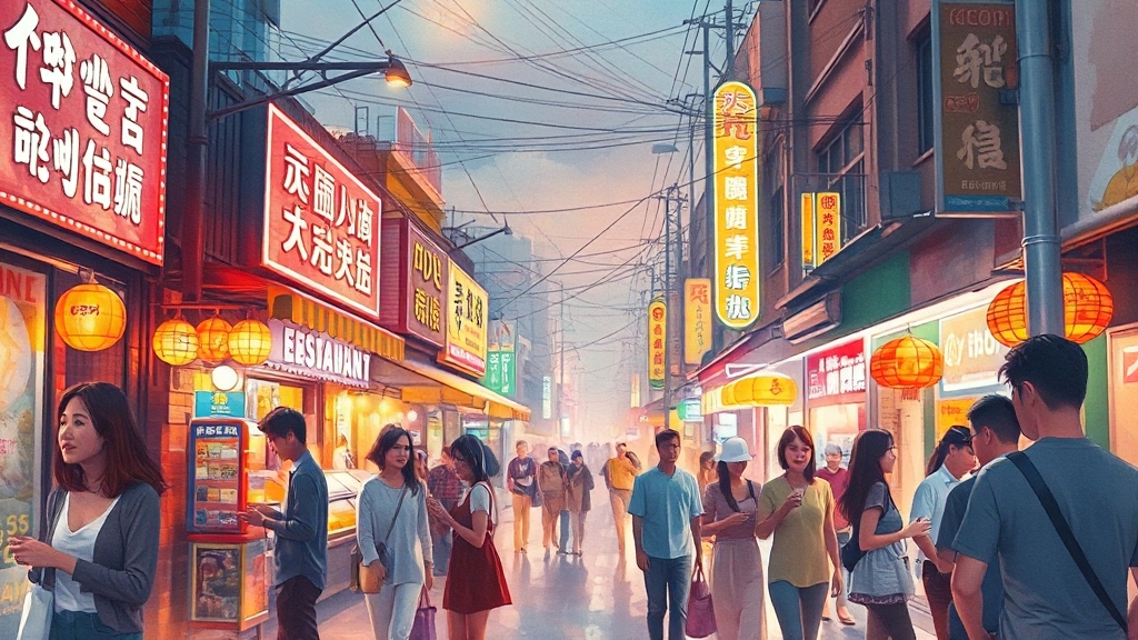 사당역 먹자골목 분위기와 매력 (watercolor 스타일)