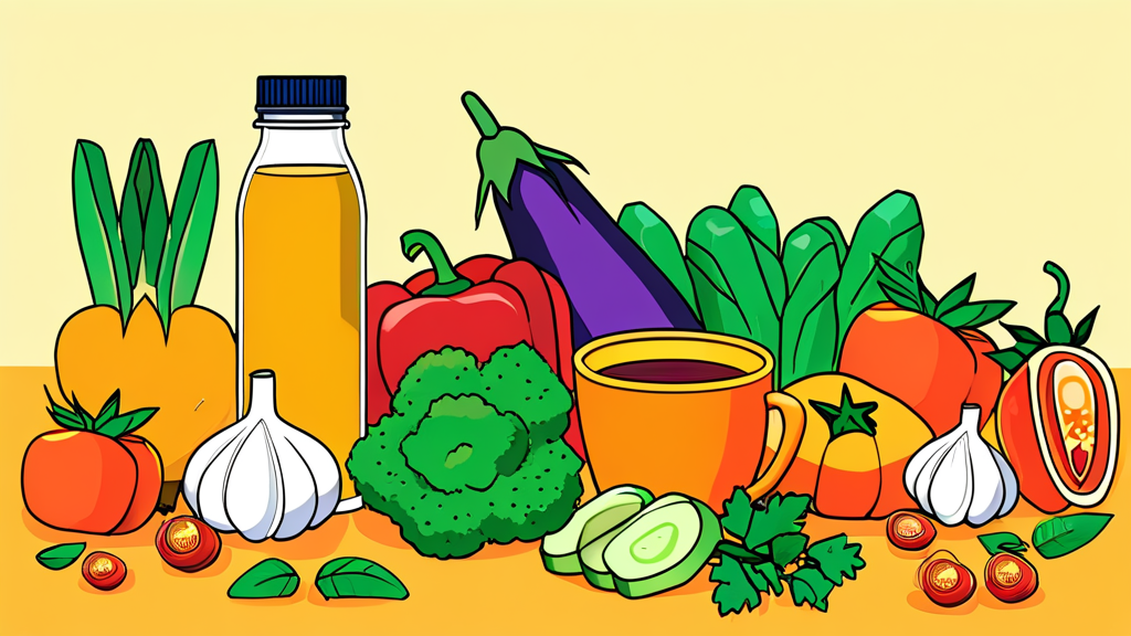 기관지염 완화에 도움이 되는 음식 (cartoon 스타일)