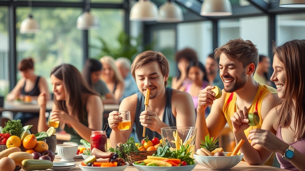 비만 예방 음식과 운동의 효과 (realistic 스타일)