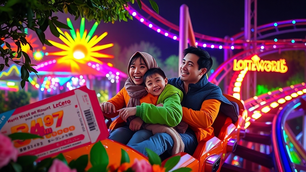 롯데월드 입장료 안내 (realistic 스타일)