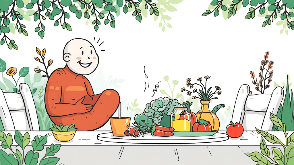 위 건강 개선 생활 습관 (illustration 스타일)