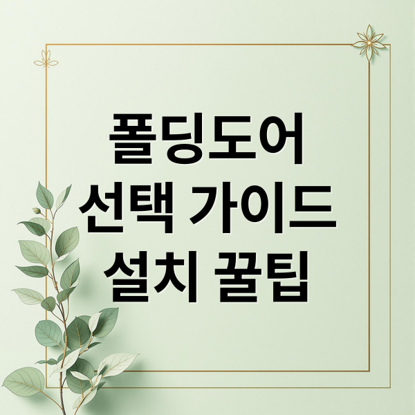 폴딩도어
선택 가이드
설치 꿀팁 (폴딩도어 실측 설치 장점)
