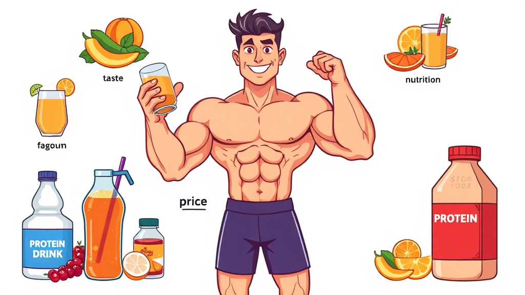 맛, 영양, 가격 비교: 인기 단백질 음료 리뷰 (cartoon 스타일)