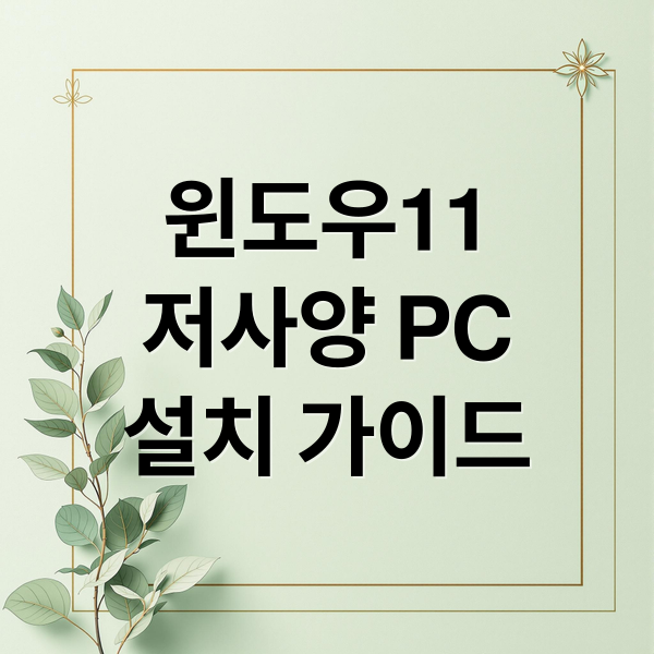 윈도우11
저사양 PC
설치 가이드 (윈도우 11 저사양 PC 설치 문제)