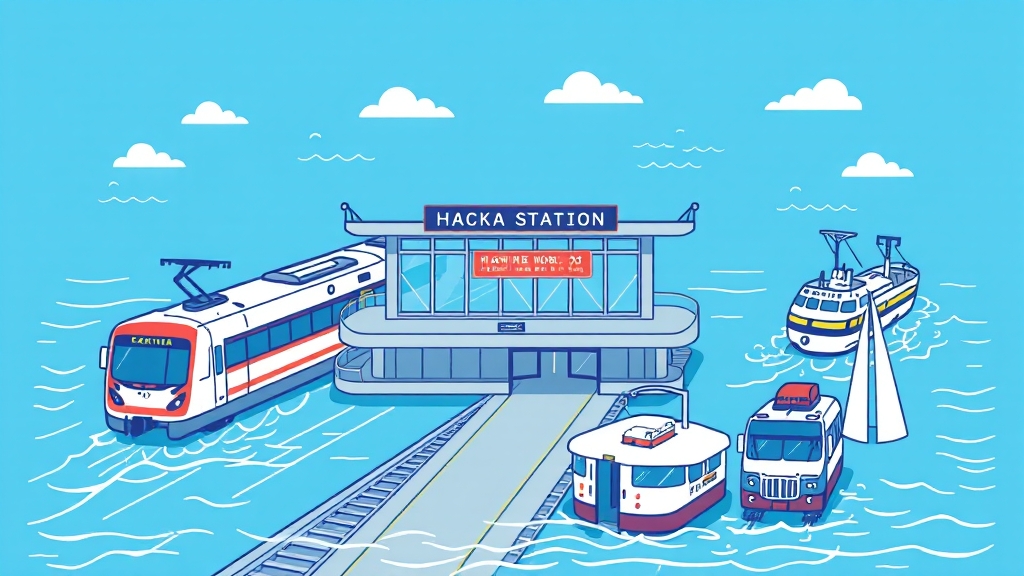 하카타역 출발 교통 정보 (illustration 스타일)