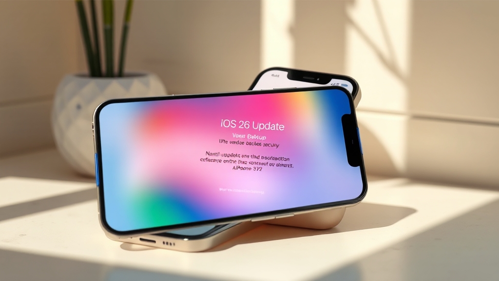 iOS 26: 업데이트 전 확인 사항 & 사용 팁 (realistic 스타일)