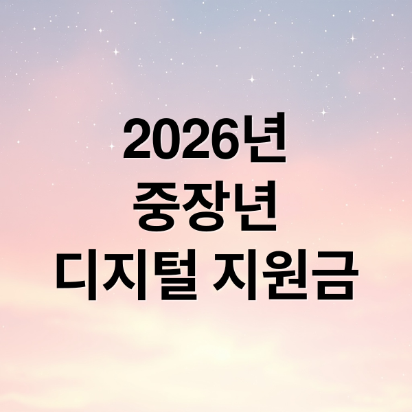 2026년
중장년
디지털 지원금 (중장년 소상공인 디지탈전환 지원)