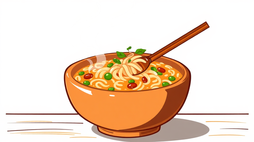 전주 콩나물국밥과 지역 문화 (cartoon 스타일)