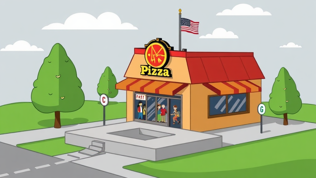 피자 지수의 작동 원리 및 추적 방법 (cartoon 스타일)