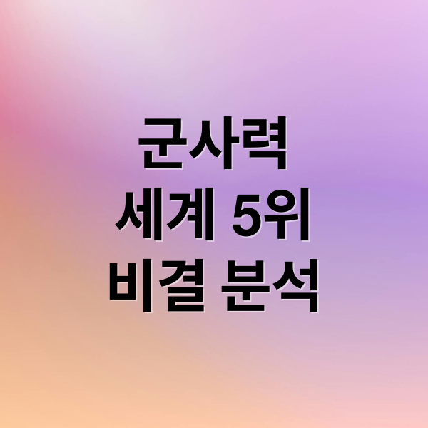 군사력
세계 5위
비결 분석 (한국의 군사력과 최고의 무기)