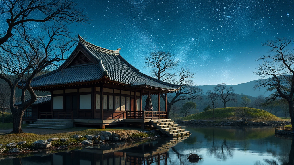 함안 무진정: 낙화놀이의 아름다운 배경 (realistic 스타일)