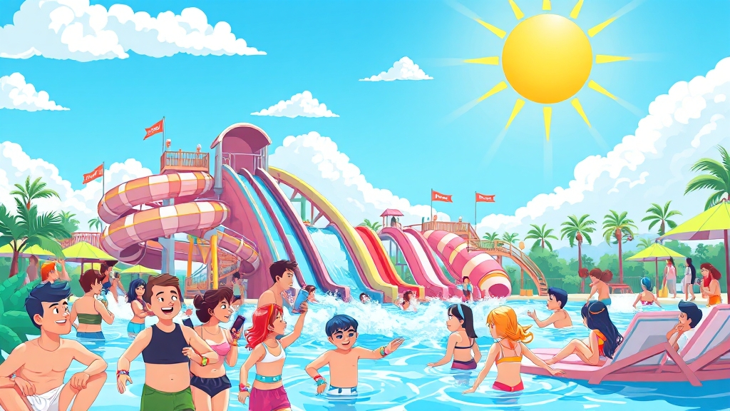 디오션 워터파크 이용 꿀팁 (cartoon 스타일)