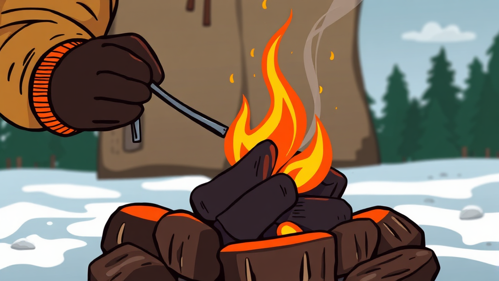 연탄 점화 방법 & 주의사항 (cartoon 스타일)