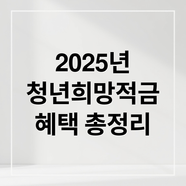 2025년
청년희망적금
혜택 총정리 (청년희망적금)