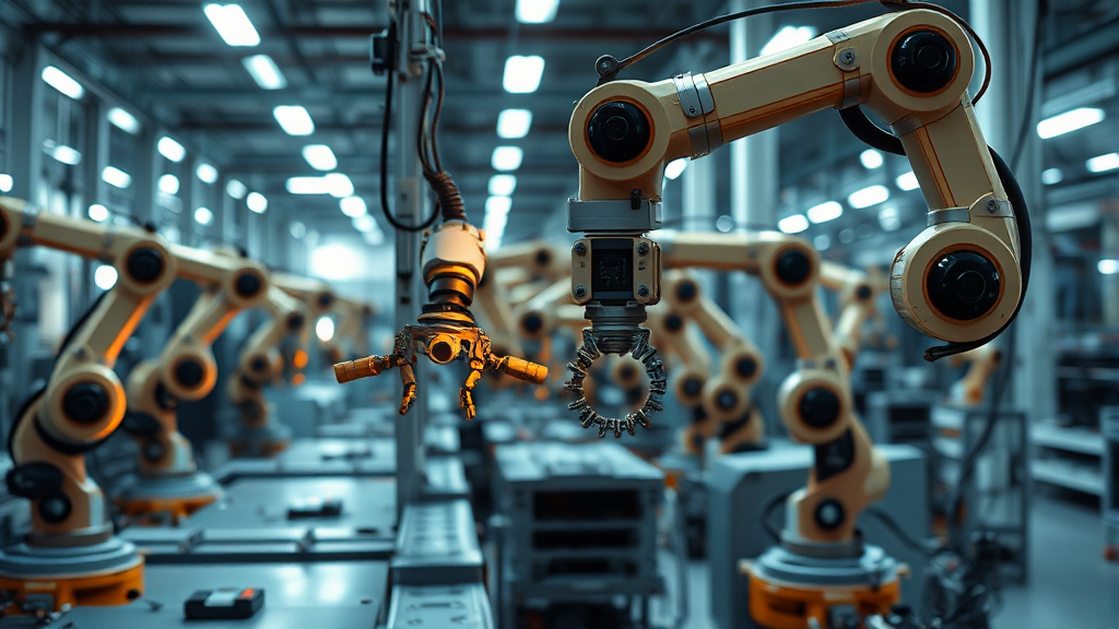 피지컬 AI 핵심 기술 및 솔루션 (realistic 스타일)