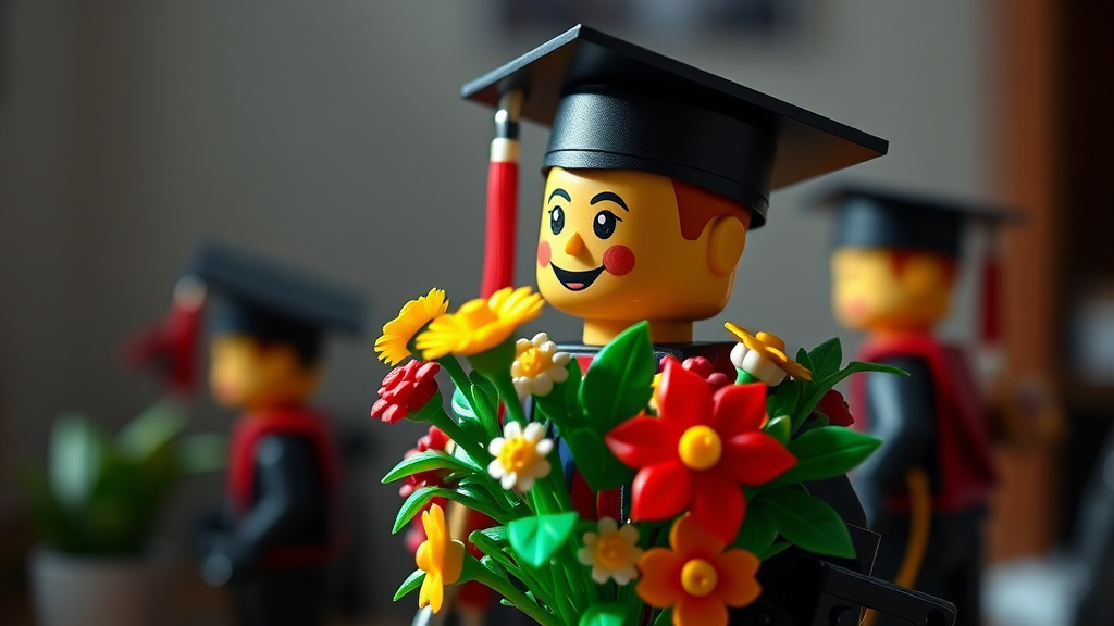 레고 꽃다발 vs 생화 (realistic 스타일)