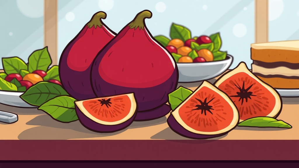 무화과 영양 성분 & 특징 (cartoon 스타일)