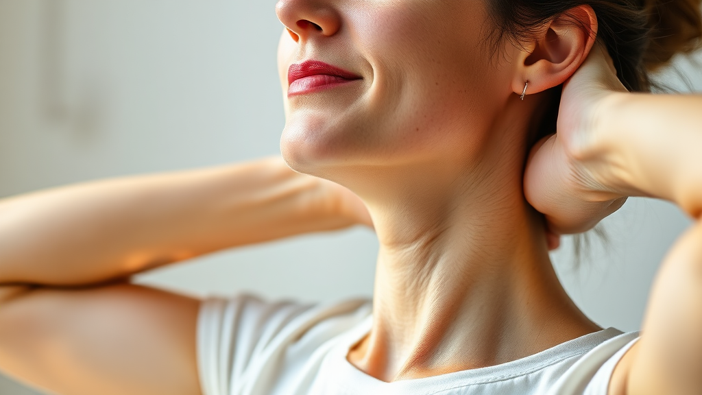 경추성 두통 자가 관리 및 예방 (realistic 스타일)