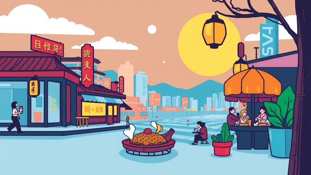 부산의 맛과 멋을 느껴보세요! (cartoon 스타일) (재시도)
