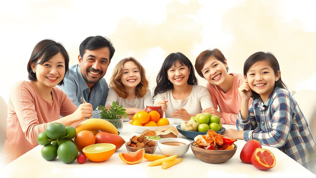 장에 좋은 음식 Best 5 (watercolor 스타일)