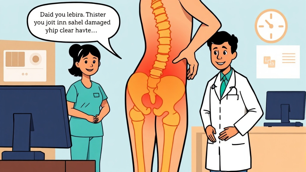 고관절 통증을 유발하는 주요 원인들: 골반 틀어짐부터 손상까지 (cartoon 스타일)