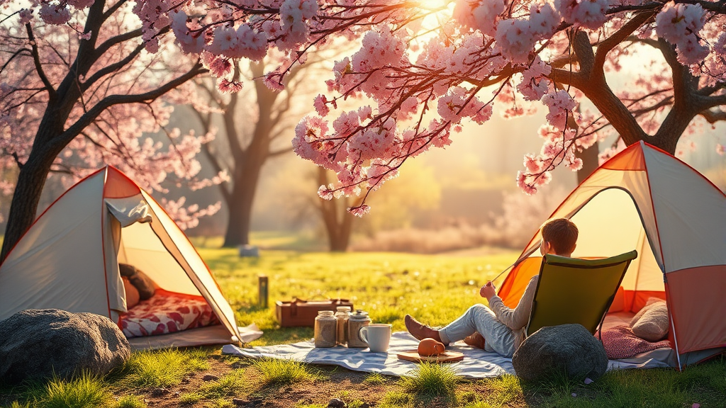 성공적인 벚꽃 캠핑을 위한 준비물 및 팁 (realistic 스타일)