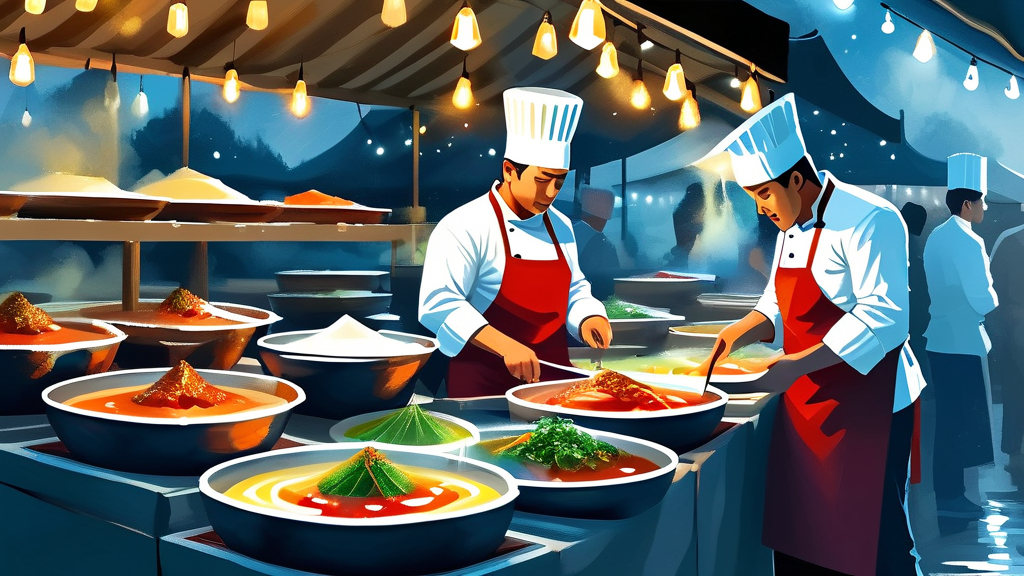 미식의 즐거움: 광주의 맛집과 전통 시장 (watercolor 스타일)