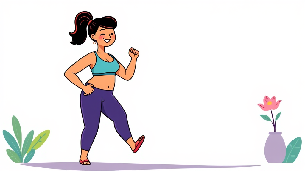 운동, 수면, 스트레스: 다이어트 성공을 위한 통합 관리법 (cartoon 스타일)