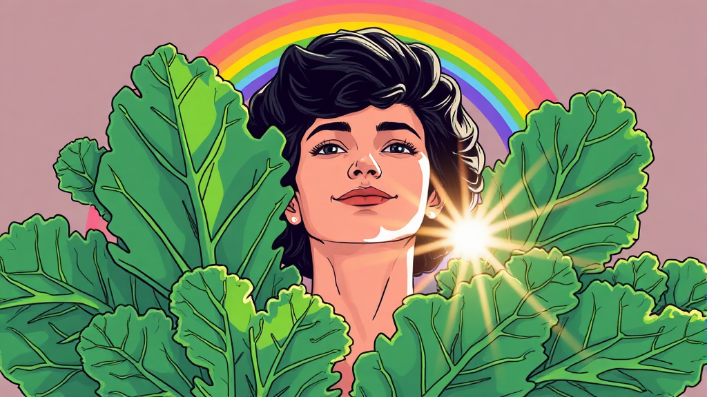 컬리케일 주요 영양 성분 (illustration 스타일)