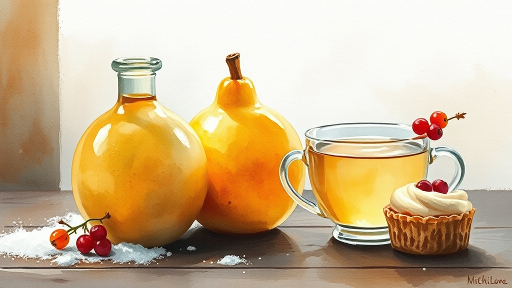 전통적인 모과차 제조법과 활용법 (watercolor 스타일)