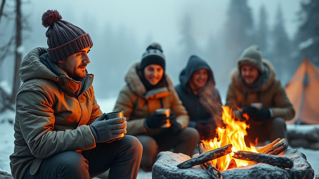 보온 의류 & 방한 용품 (watercolor 스타일)