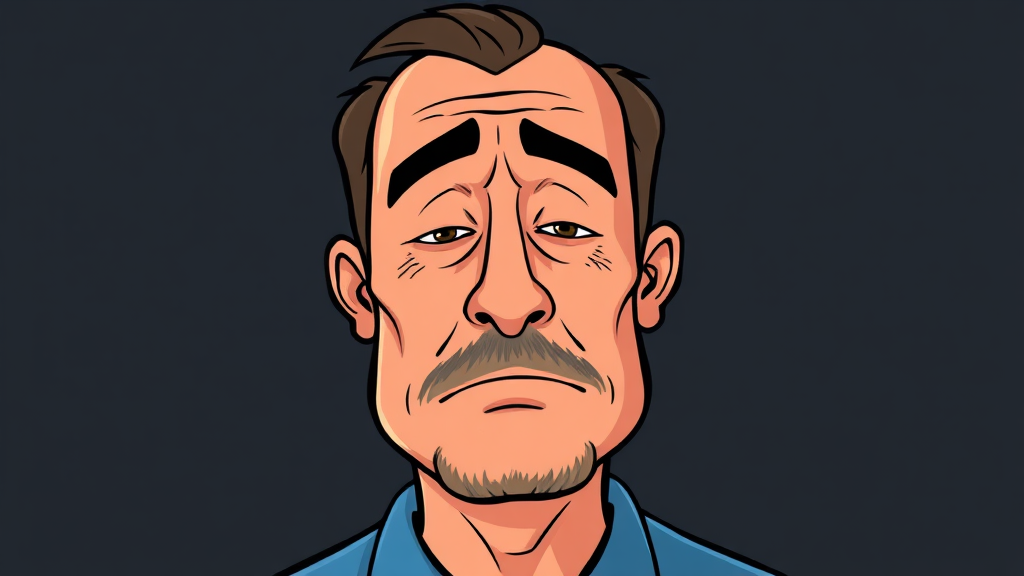 남성 갱년기의 주요 증상 (cartoon 스타일)