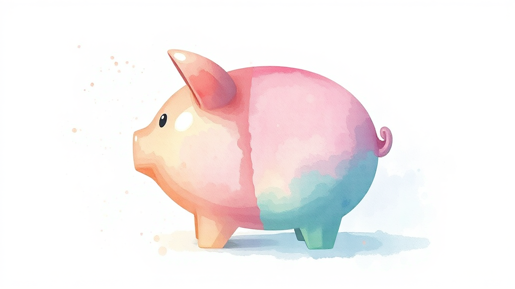 종잣돈 마련, 통장 관리부터! (watercolor 스타일)