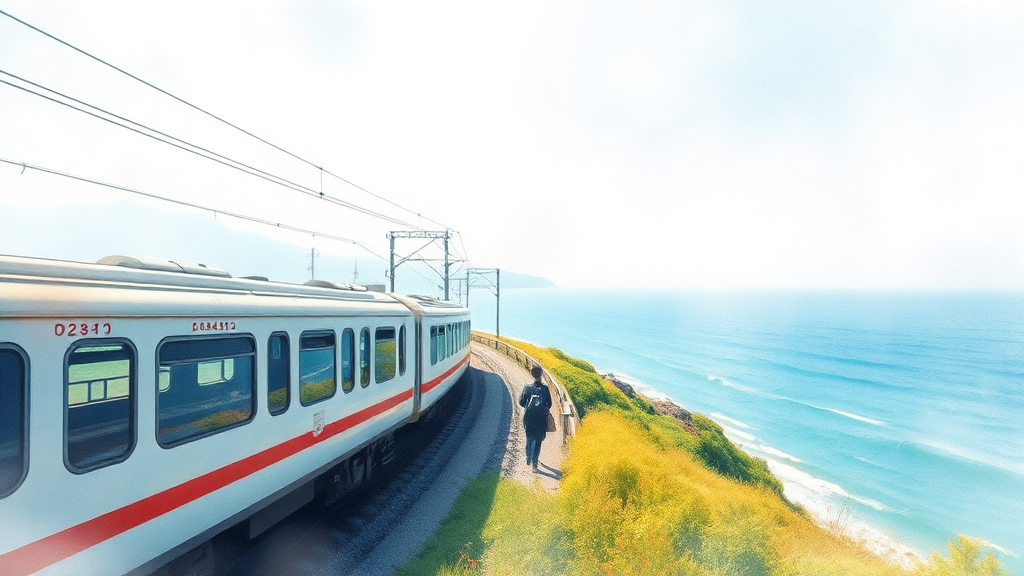 기차로 가는 최적 경로 (watercolor 스타일)