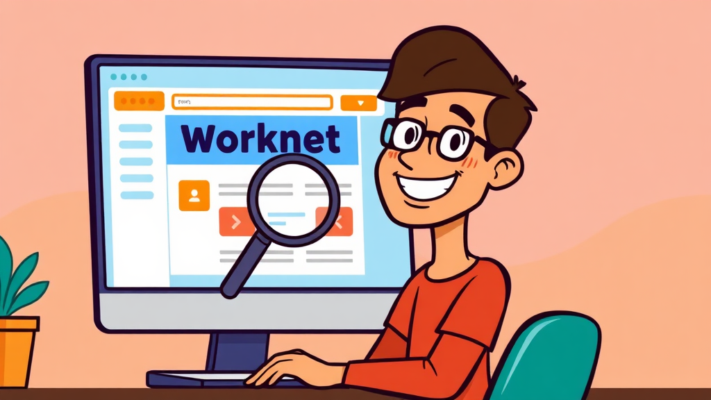 워크넷 구직 신청, 이렇게! (cartoon 스타일)