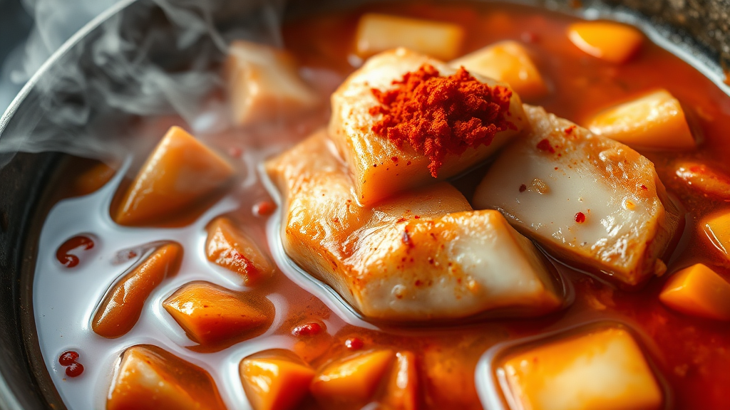 맛의 핵심: 묵은지 & 참치 (realistic 스타일)