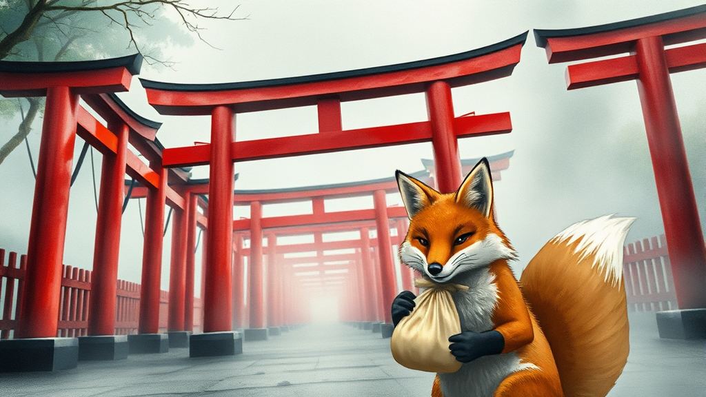붉은 도리이의 신비, 여우신사 (watercolor 스타일)