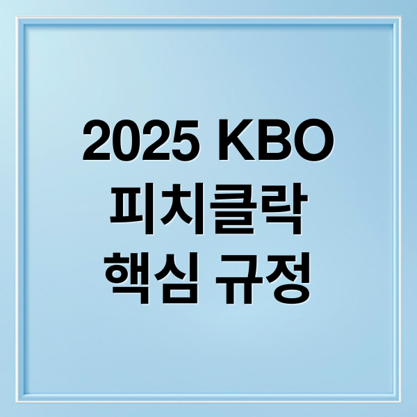 2025 KBO
피치클락
핵심 규정 (2025 KBO 규정 변화)