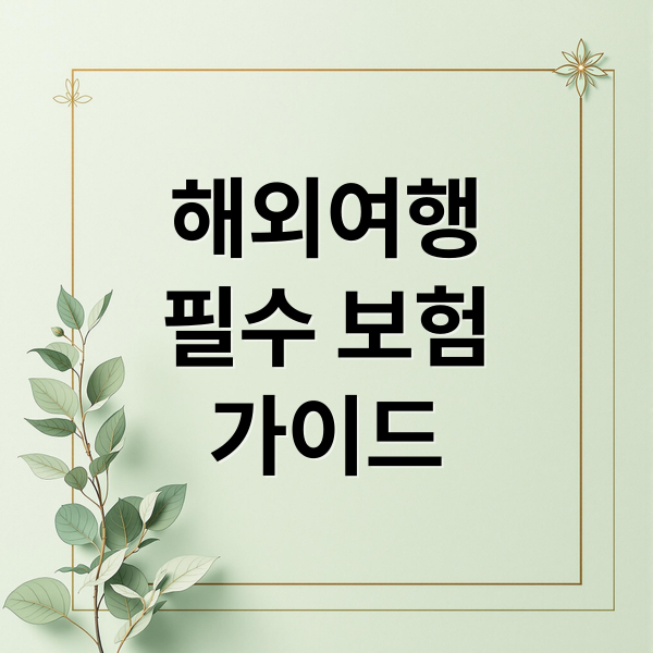해외여행
필수 보험
가이드 (해외여행자 보험 추천)