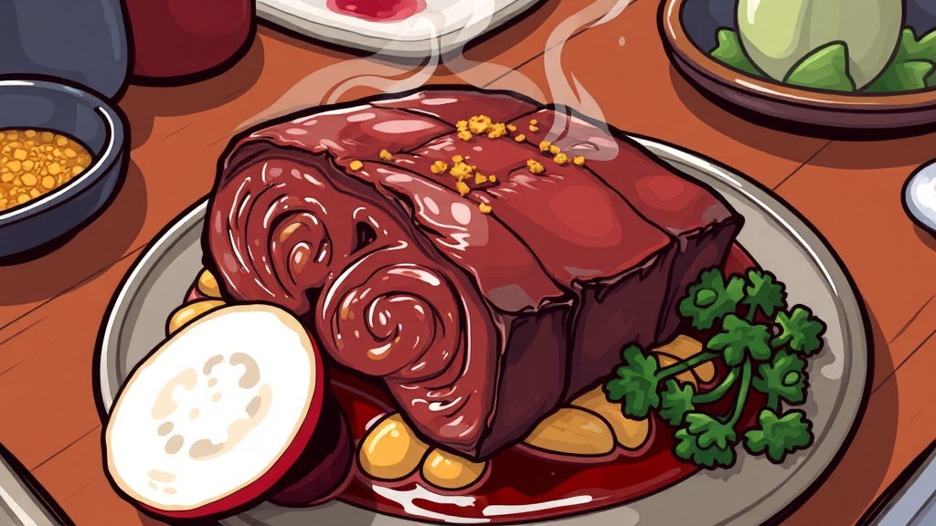 갈비찜 재료 준비와 손질 (cartoon 스타일)