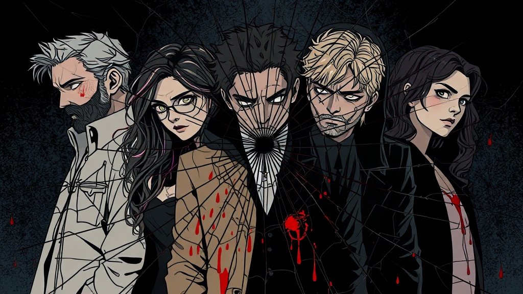 주요 용의자 심층 분석 및 관계도 (illustration 스타일)