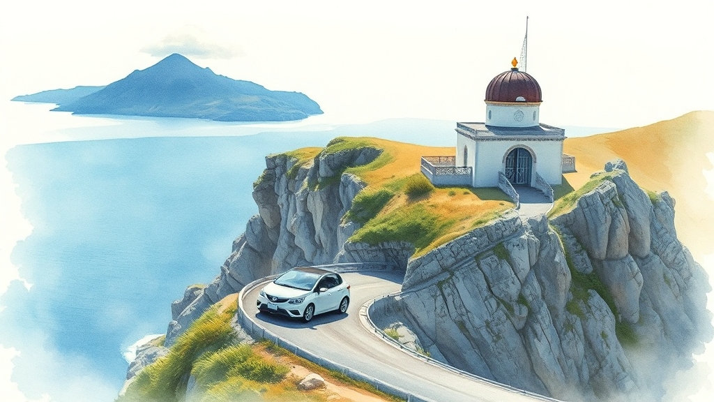 울릉도 필수 관광 코스 (watercolor 스타일)