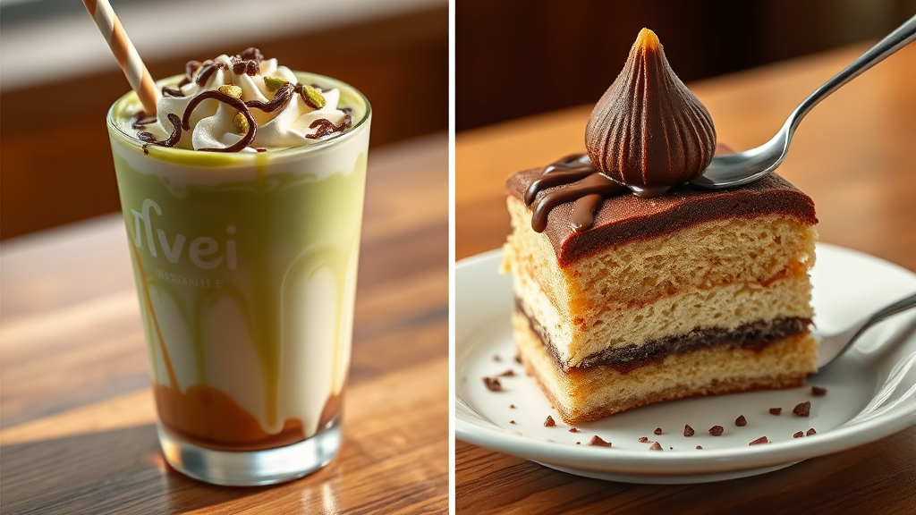 두아박과 함께 즐기는 투썸 신메뉴 라인업 (realistic 스타일)