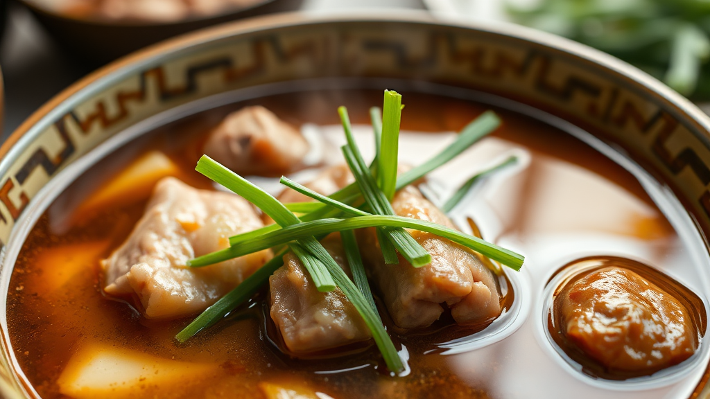 마산식당의 대표 메뉴: 돼지국밥 (realistic 스타일)