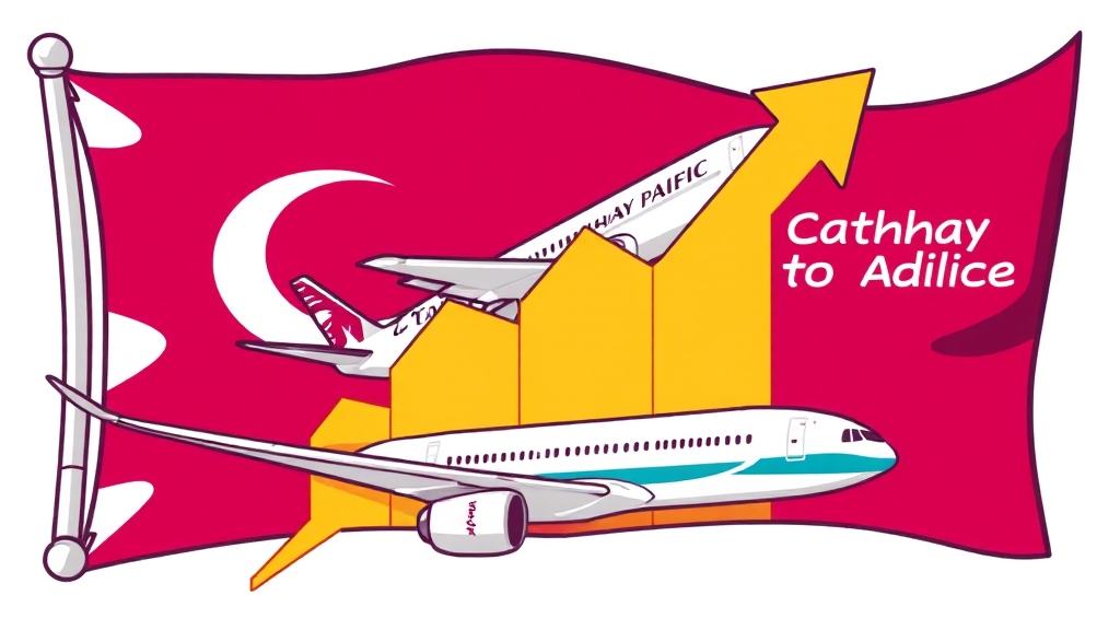 카타르, 캐세이 지분 매각 결정 (cartoon 스타일)