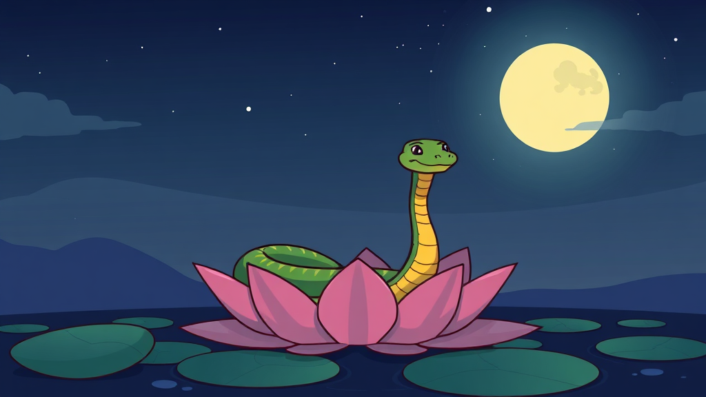 뱀띠 운세: 내면을 다스리는 해 (cartoon 스타일)