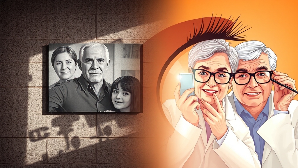 황반변성의 원인과 위험 요인 (illustration 스타일)